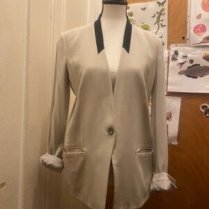 Helmut Lang Cream Blazer with Black Collar